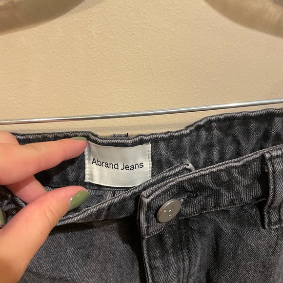 Abrand Jeans High Rise Black Gray Jean Denim Shorts - Picture 7 of 11